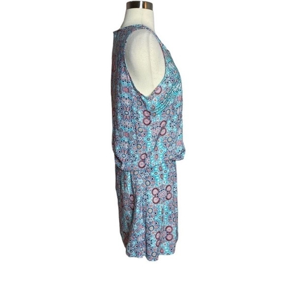 Davina Turquoise Patterned Dress - Size L - Picture 2 of 4